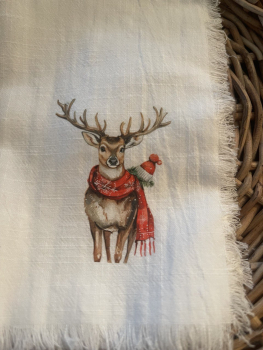 Stoffservietten mit weihnachtlichen Hirschmotiven